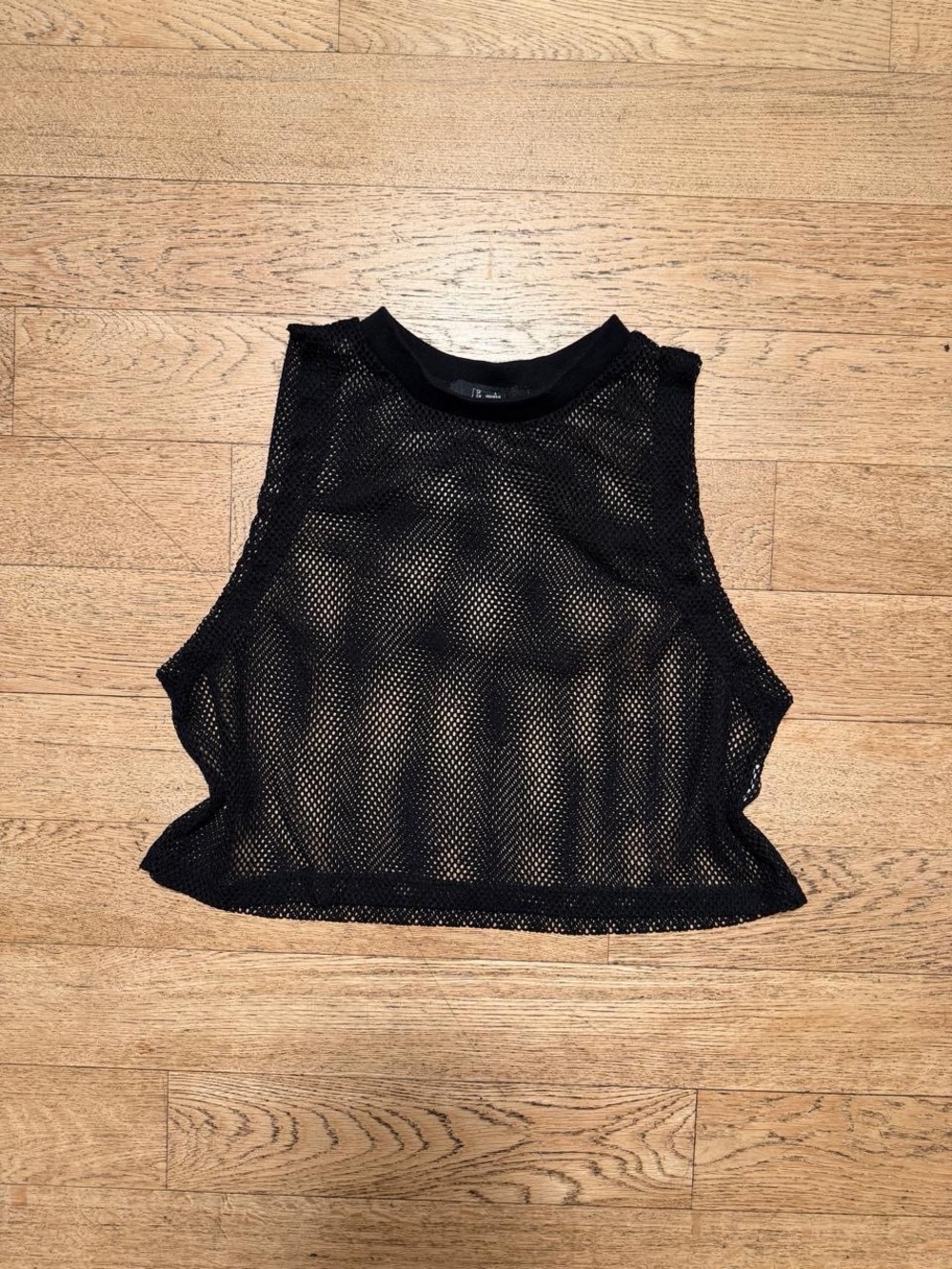 Forever 21 Black Mesh Sleeveless Cropped Tank
